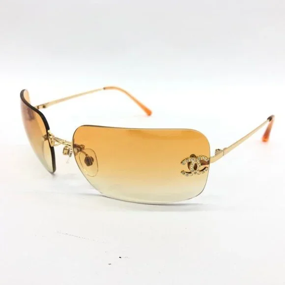 🧡RARE Chanel Vintage Sunglasses Rhinestone CC Logo Rimless